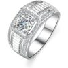 1pc 925 Silver Men's Wedding Ring - 1Ct ideal Cut Natural Ring, D color VVS1 Clarity - a fine token of love and commitment - the ideal gift for engagements, anniversaries and Father's Day