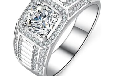 1pc 925 Silver Men's Wedding Ring - 1Ct ideal Cut Natural Ring, D color VVS1 Clarity - a fine token of love and commitment - the ideal gift for engagements, anniversaries and Father's Day