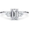 Engagement Ring 1CT/2CT 3 Stone Emerald Cut Moissanite Engagement Rings for Women S925 Sterling Silver Free Engraving
