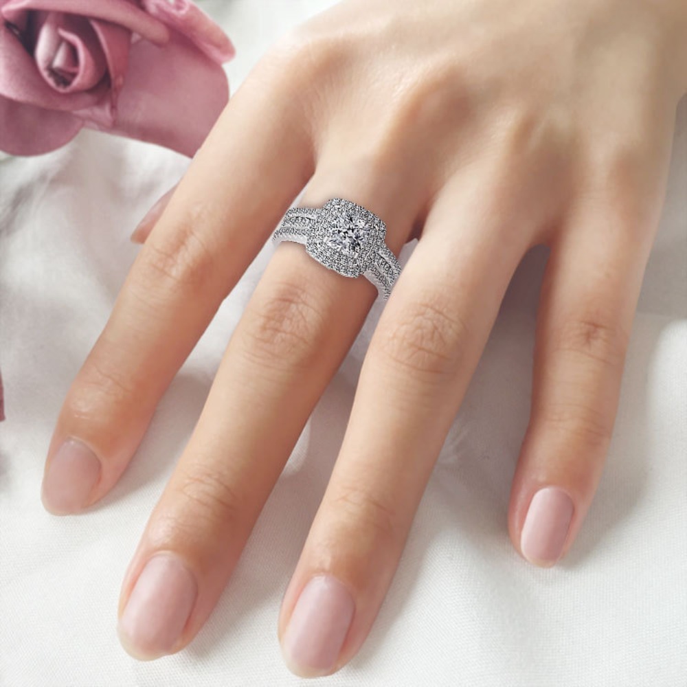 Elegant S925 Pure Silvery Princess Fang Mo Sang Moissanite Women's Ring Engagement Ring Promise Ring Handmade, Wedding Jewelry, Anniversary Gift, Luxury Ring, Minimalist Jewelry, Highquality Gemstone, Handmade Jewelry, Fashion Ring, Statement Ring, Gift For Her - Image 6