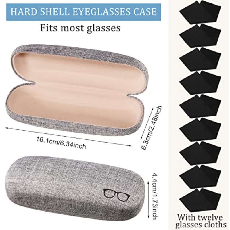 24pcs Bulk Pack Heavy-Duty Hard Eyeglass Case Set with Cleaning Cloth - Metal & Glasses Protector Case, 6 Colors (//Cyan///) + 12 Cloth Pack - Spring-Action Cover for Fashion Glasses, Reading Glasses - Image 2