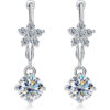 A Pair of S925 Sterling Silver Women's Earrings with a Petal Design, Featuring Lab-grown Lab-created Diamond, Including an IGI Certificate, D Color, VVS1 Clarity, Suitable for Brides, Weddings, Dates, Banquets, and Other Important Occasions.
