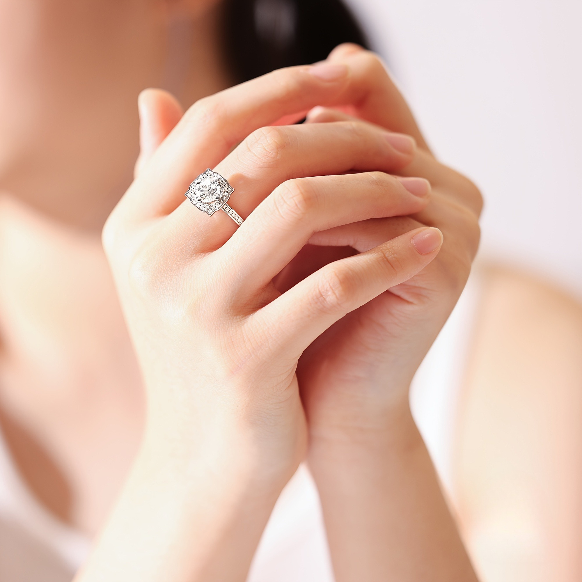 2.3g Lab-created Diamond 1pc 1~1.05 Carat 925 Silver Laboratory-Lab-created Diamond of D Color and VS Clarity Halo Ring, Elegant 925 Silver Temperament Wedding Ring Jewelry for Daily Wear - Image 6