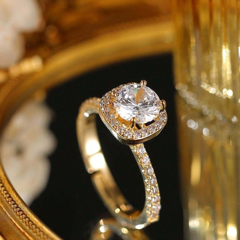 1pc 0.5-1.05 Carat Brilliant Round Cut Laboratory-created Simulated Stone of D Color and VS Clarity Ring | 18K Golden Plated, 925 Silver, Elegant and Easy Style, Ideal for Wedding and Valentine'S Day Gifts, Perfect for Women - Image 3