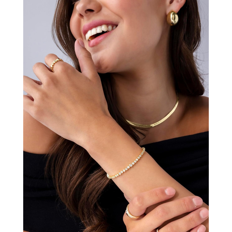 S925 Sterling Silver Tennis Bracelet for Women | Bezel Set with Lab Grown , D Color VVS1, Round Trillion, Trinity, Radiant Pear, Heart Cut Stones | Platinum Plated, Luxury Glitter Style, Ideal for Wedding and Brides, Sizes 6.5/7/7.5in - Image 6